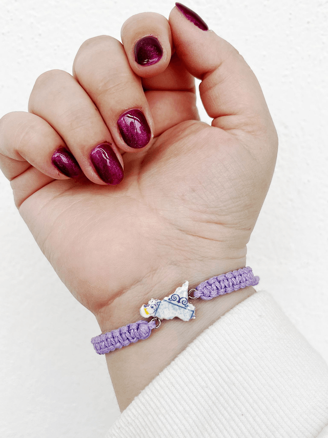 Bracciale Regolabile in Macramè con Sicilia in Argilla Polimerica - Vari Colori - Handmade