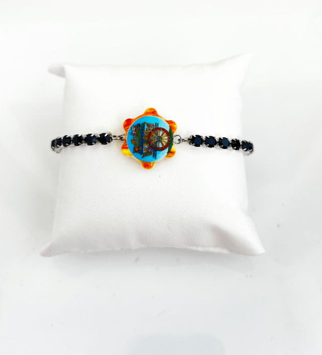 Bracciale Tennis con strass e Tamburello Siciliano in Ceramica