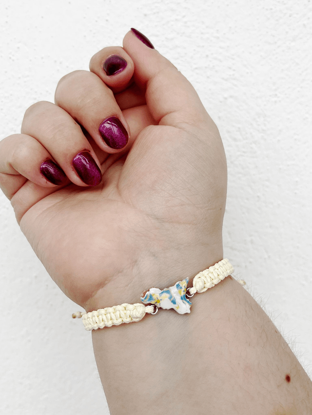 Bracciale Regolabile in Macramè con Sicilia in Argilla Polimerica - Vari Colori - Handmade