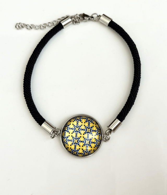 Bracciale unisex con cabochon e motivo a piastrella