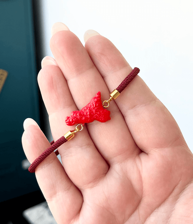 Bracciale Sicilia unisex con Maioliche in rilievo - Rosso