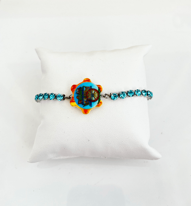 Bracciale Tennis con strass e Tamburello Siciliano in Ceramica