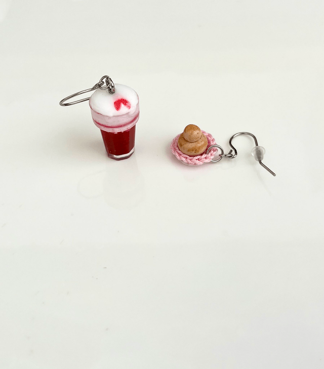 Orecchini Granita Fragola e Panna e Brioche con il tuppo