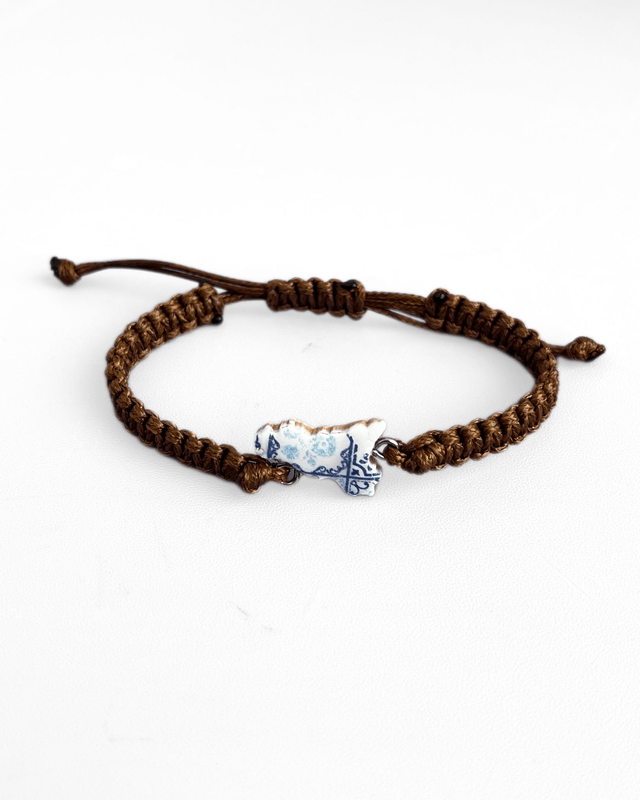 Bracciale Regolabile in Macramè con Sicilia in Argilla Polimerica - Vari Colori - Handmade