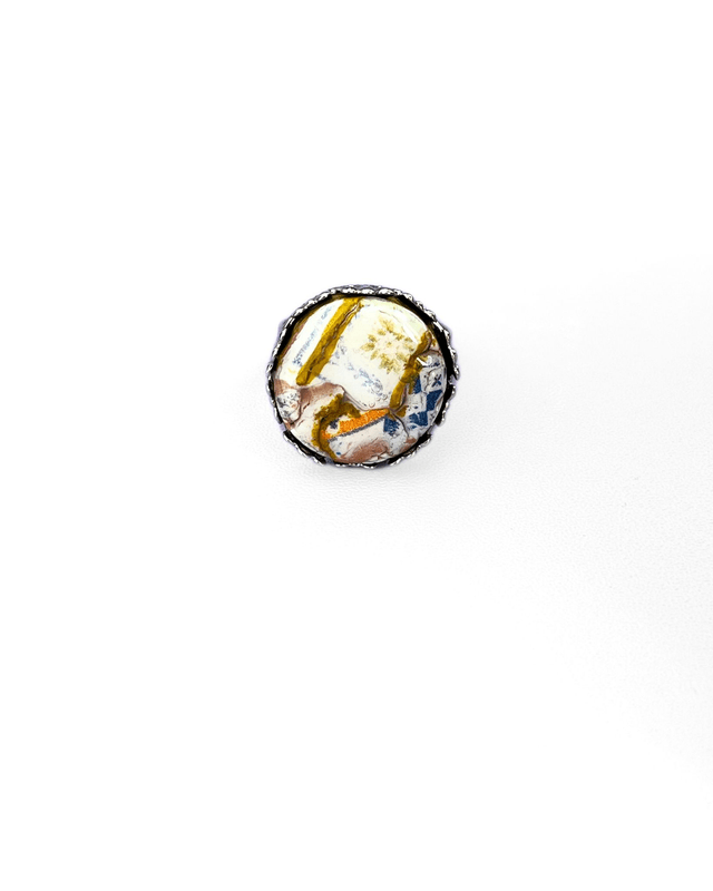 Anello Regolabile Fatto a Mano con Frammenti di Maioliche in Argilla Polimerica - Effetto Ceramica | Gioiello Artigianale  