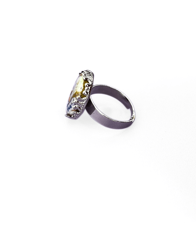 Anello Regolabile Fatto a Mano con Frammenti di Maioliche in Argilla Polimerica - Effetto Ceramica | Gioiello Artigianale  