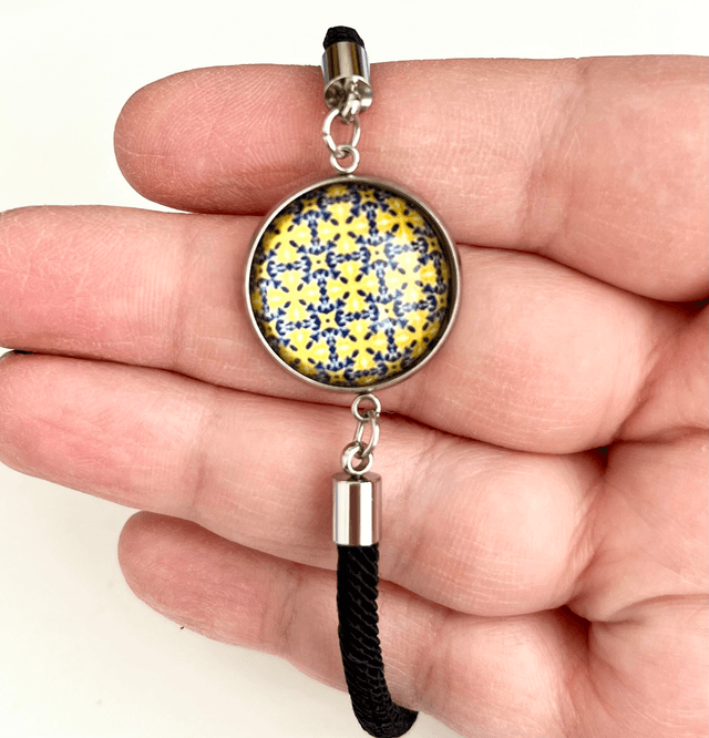 Bracciale unisex con cabochon e motivo a piastrella