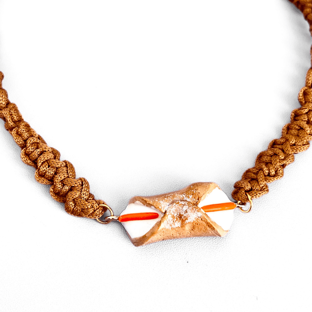 Parure Siciliana: Collana, Bracciale, Orecchini con Cannolo Gusto Ricotta e Arancia – Artigianale in Argilla Polimerica, Regolabile