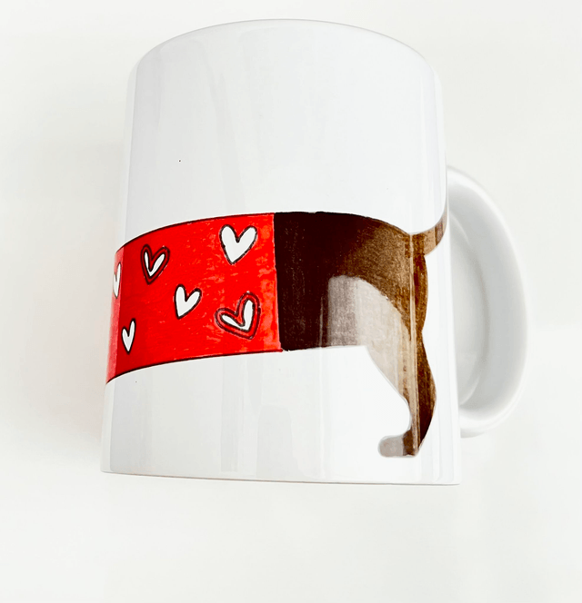 Tazza in Ceramica con Disegno di Cane Bassotto - Adatta per Microonde e Lavastoviglie