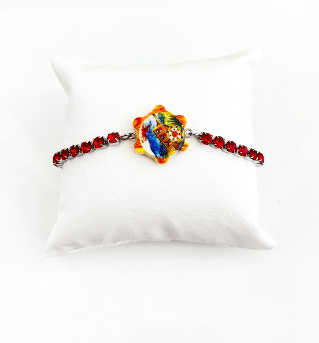 Bracciale Tennis con strass e Tamburello Siciliano in Ceramica
