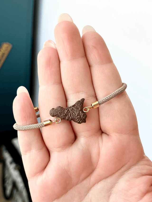 Bracciale Sicilia unisex con Maioliche in rilievo - Marrone scuro