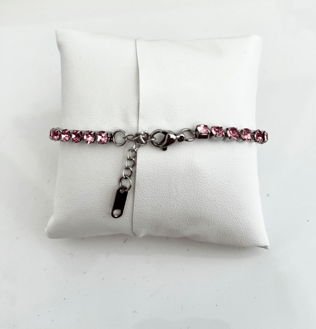 Bracciale Tennis con strass rosa e Tamburello Siciliano in Ceramica