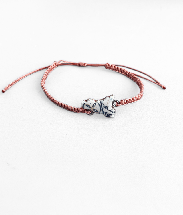Bracciale Regolabile in Macramè con Sicilia in Argilla Polimerica - Vari Colori - Handmade