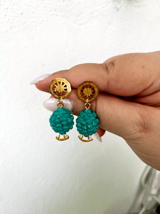 Orecchini Pigna Siciliana – Bijoux Artigianali Pendenti Donna con Base Dorata Senza Nichel