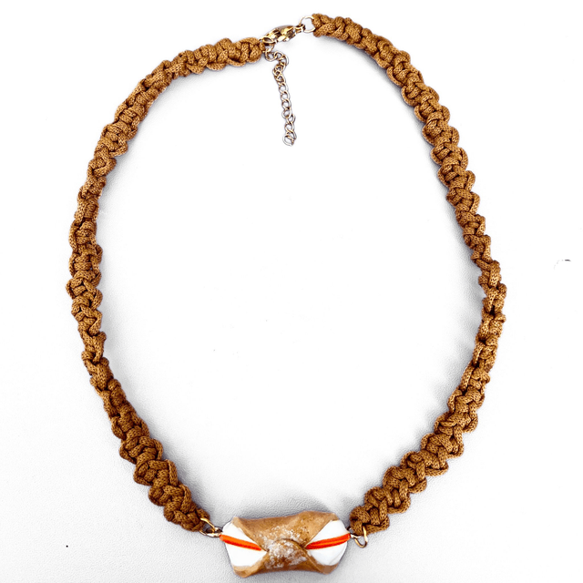 Parure Siciliana: Collana, Bracciale, Orecchini con Cannolo Gusto Ricotta e Arancia – Artigianale in Argilla Polimerica, Regolabile