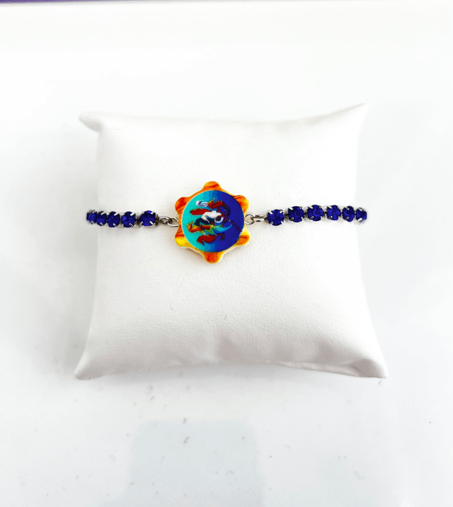 Bracciale Tennis con strass e Tamburello Siciliano in Ceramica