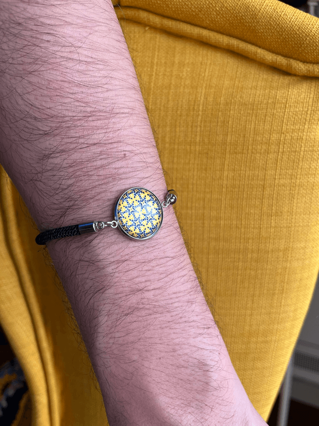 Bracciale unisex con cabochon e motivo a piastrella