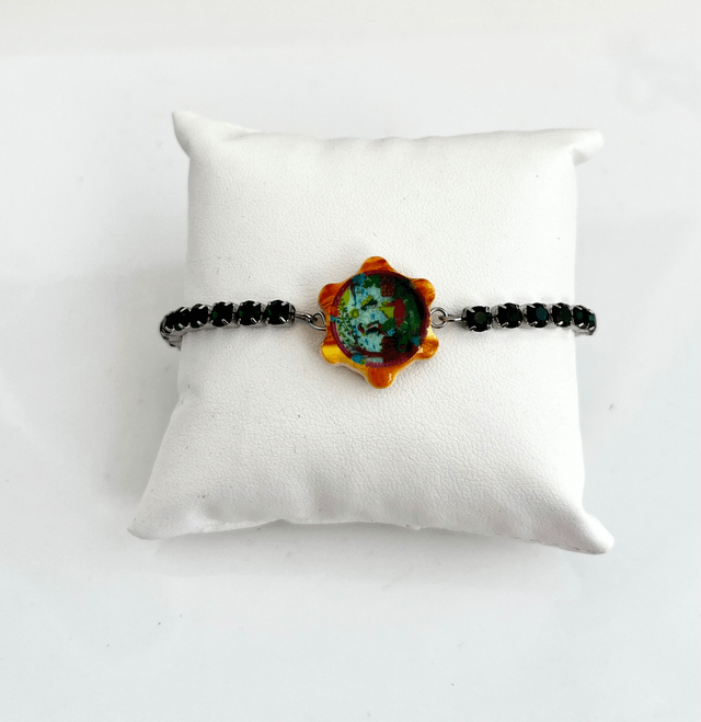 Bracciale Tennis con strass e Tamburello Siciliano in Ceramica