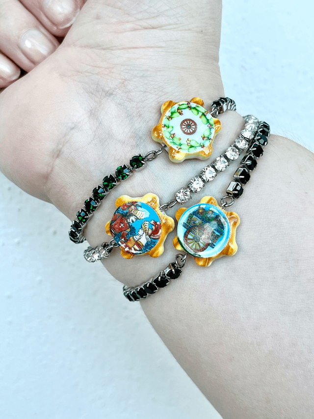 Bracciale Tennis con strass e Tamburello Siciliano in Ceramica