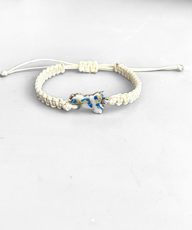 Bracciale Regolabile in Macramè con Sicilia in Argilla Polimerica - Vari Colori - Handmade