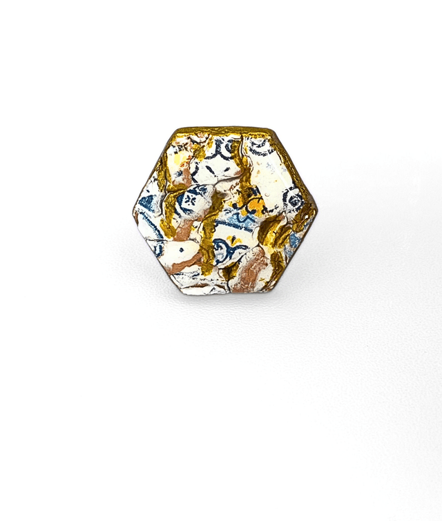 Anello Regolabile Fatto a Mano con Frammenti di Maioliche in Argilla Polimerica - Effetto Ceramica | Gioiello Artigianale  