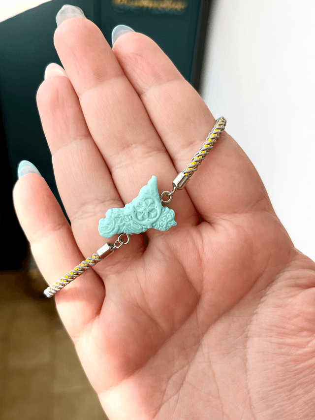 Bracciale Sicilia unisex con Maioliche in rilievo - Azzurro