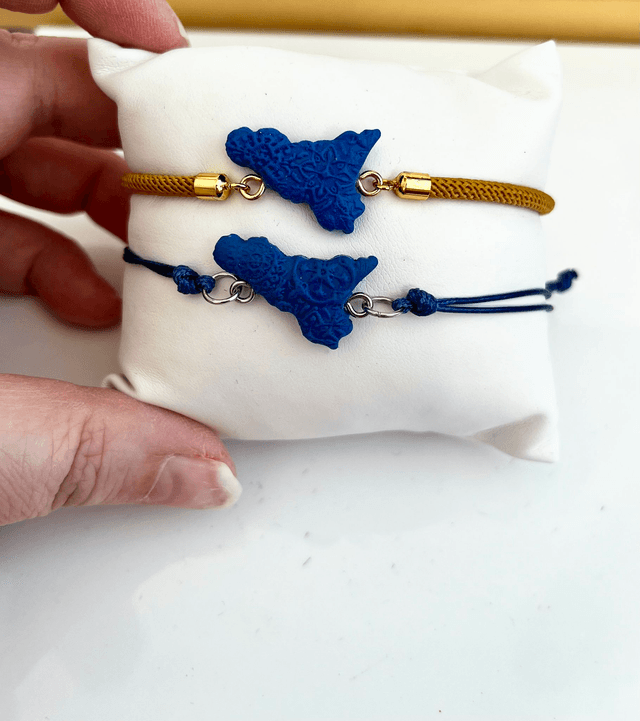 Bracciale Sicilia unisex con Maioliche in rilievo - Blu