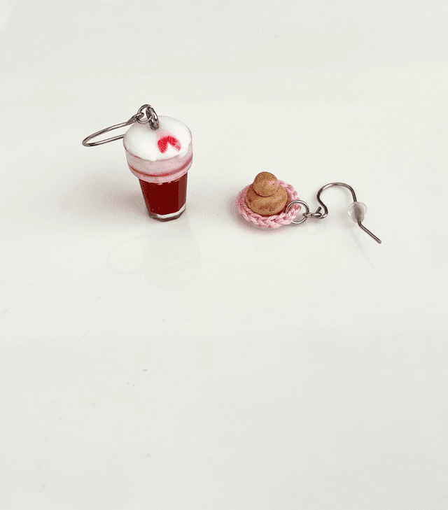 Orecchini Granita Fragola e Panna e Brioche con il tuppo
