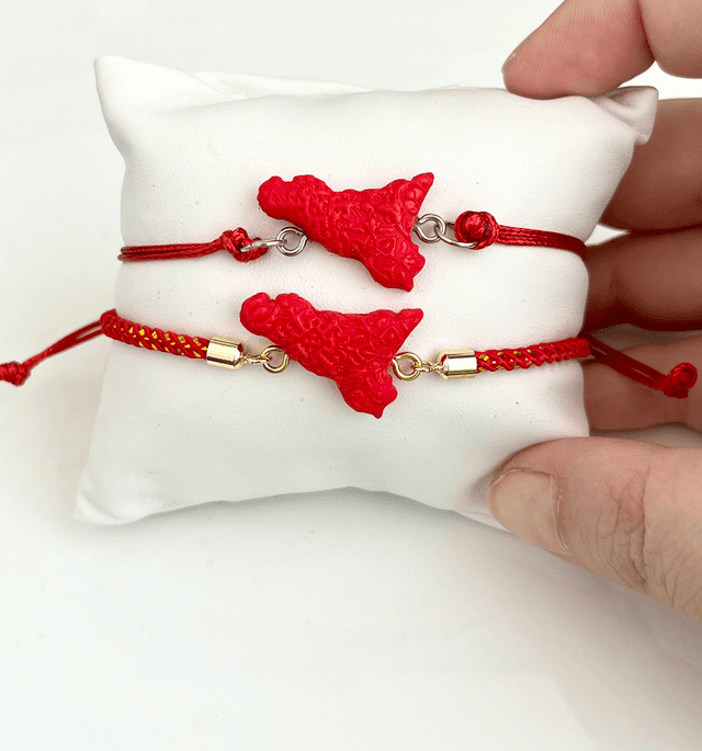 Bracciale Sicilia unisex con Maioliche in rilievo - Rosso