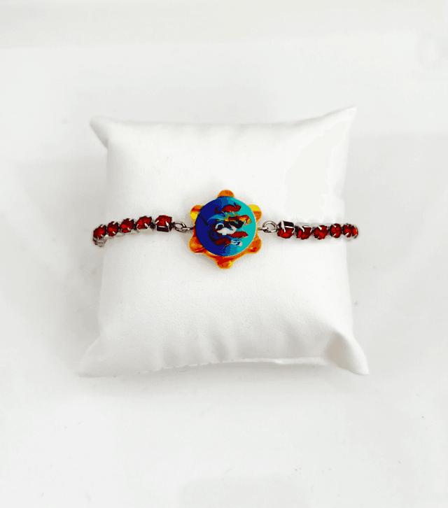 Bracciale Tennis con strass e Tamburello Siciliano in Ceramica