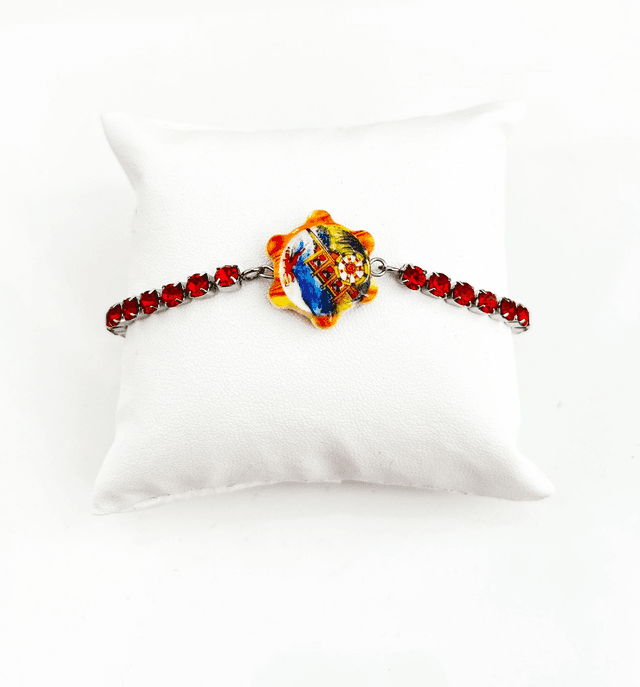 Bracciale Tennis con strass e Tamburello Siciliano in Ceramica