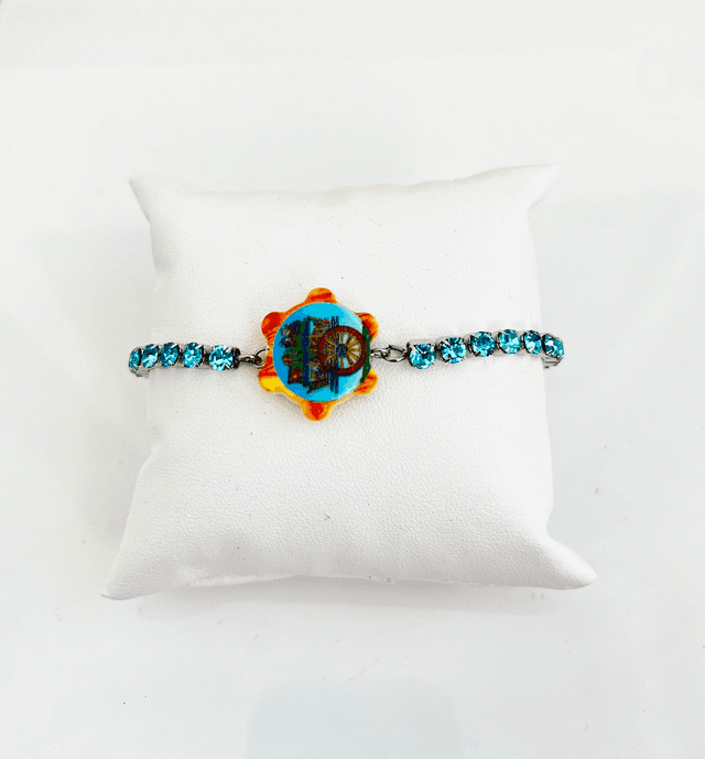 Bracciale Tennis con strass e Tamburello Siciliano in Ceramica